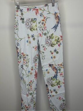 Peck & Peck Blue-Striped Floral Print Pants